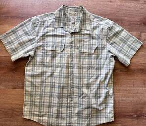 L.L.Bean Traditional Fit Short Sleeve Plaid Cotton Shirt Size L-REG